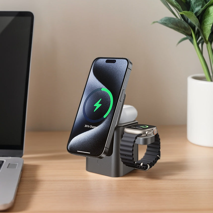 3-в-1 Безжична зарядна станция