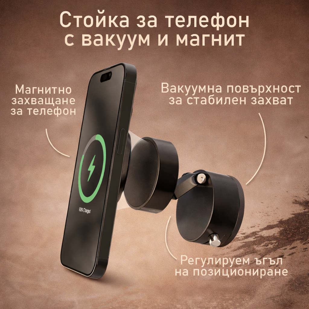 Стойка за телефон с вакуум и магнит