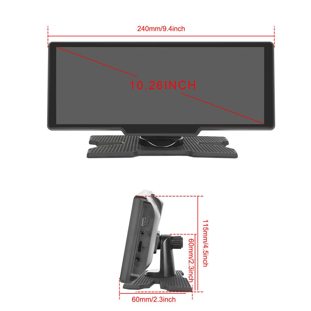 10-инчов CarPlay с FM трансмитер, Android Auto и гласов контрол – лесна интеграция в автомобила за аудио и навигация без ръце.